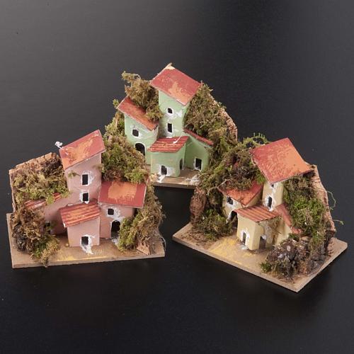 Nativity setting, houses in assorted colours 10x6cm 2