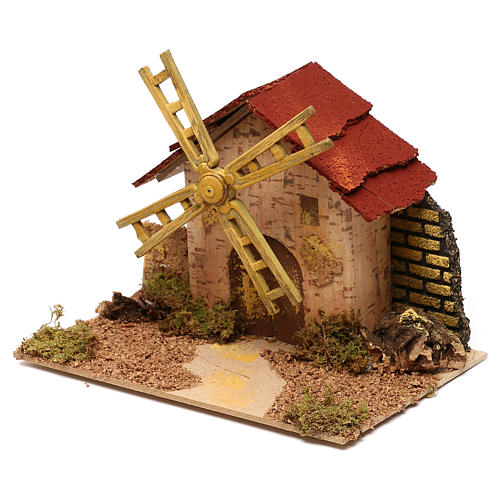 Mini moulin à vent crèche Noel 20x14 cm 2