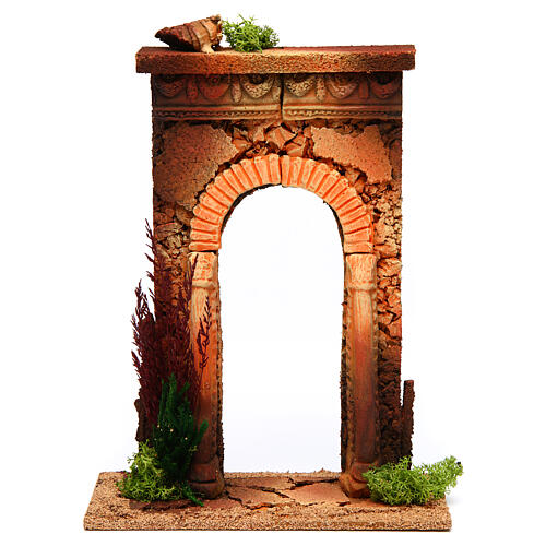 Arco com colunas e tijolos ambientação para presépio 1