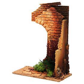 Nativity setting, half arch with bricks and flowers
