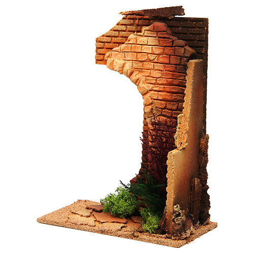 Nativity setting, half arch with bricks and flowers 2