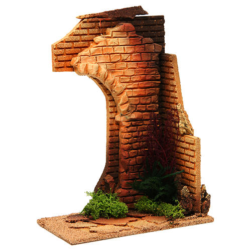 Nativity setting, half arch with bricks and flowers 3