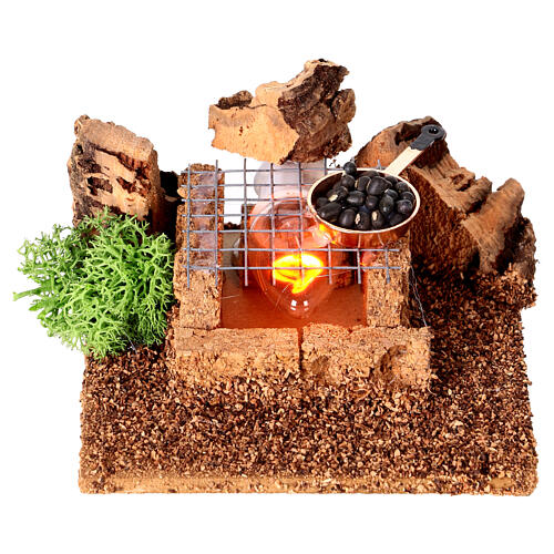 Fuoco con padella ambientazione presepe 1