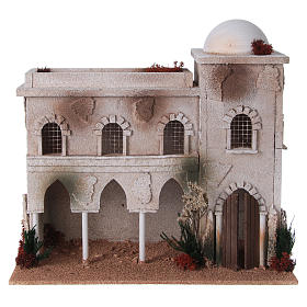 Casa árabe com cúpula e arcos para presépio