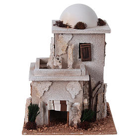 Nativity setting, double Arabian house with dome