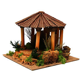 Templo romano com telhado circular miniatura para presépio