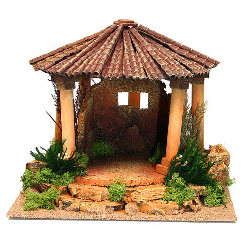 Templo romano com telhado circular miniatura para presépio 1
