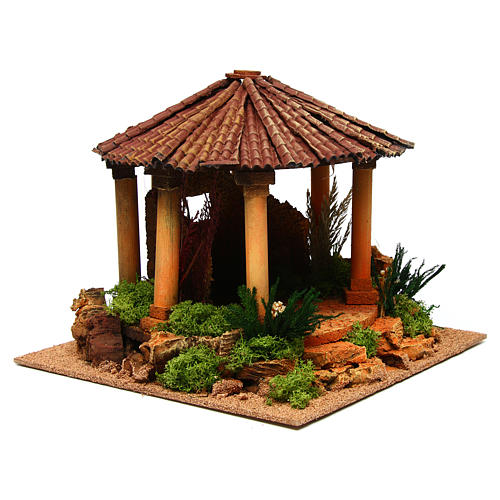 Templo romano com telhado circular miniatura para presépio 3
