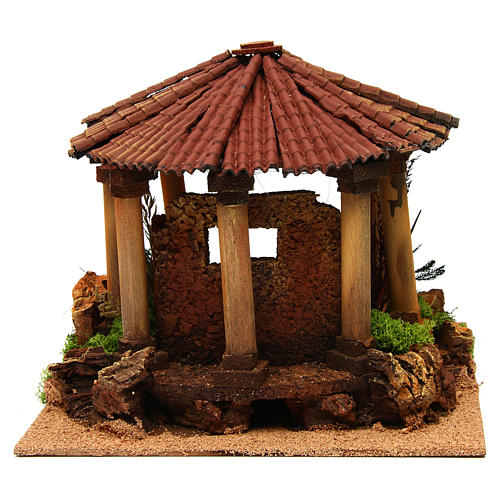 Templo romano com telhado circular miniatura para presépio 4