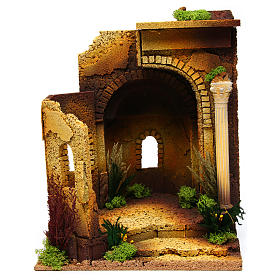 Nativity setting, Roman temple, antique style with arch