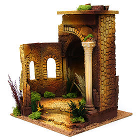 Nativity setting, Roman temple, antique style with arch