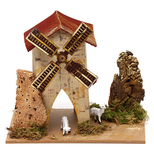 Nativity accessory, electric windmill with sheeps 5