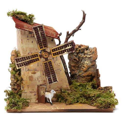 Nativity accessory, electric windmill with sheeps 1