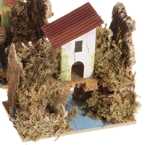 Nativity setting, house in wood on river, assorted models 2
