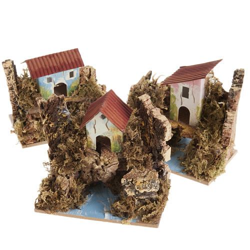 Nativity setting, house in wood on river, assorted models 1
