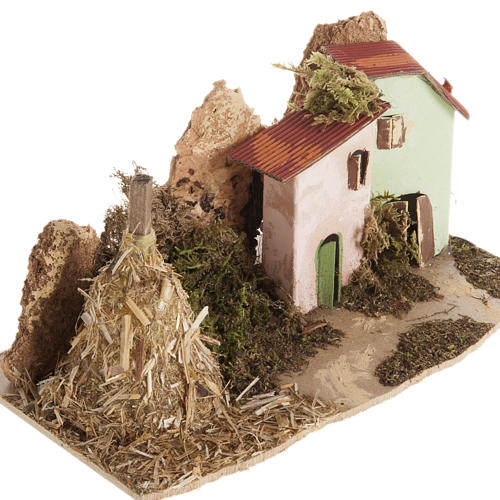 Maison décor crèche en bois avec grange 2