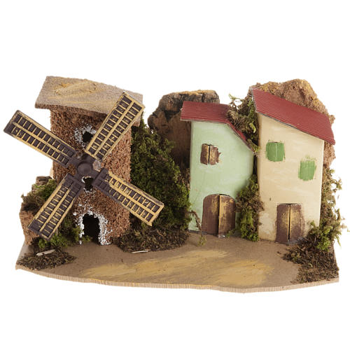 Casetta presepe legno con mulino 1