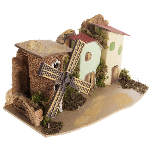 Nativity set accessory, house with mill 2