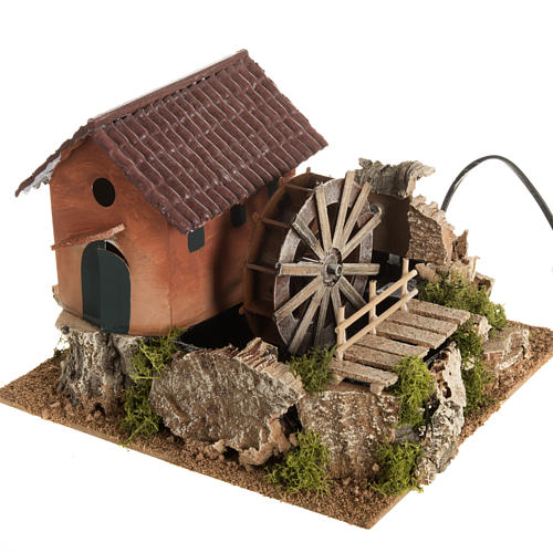 Nativity accessory, watermill with house 24x29x29 cm 1