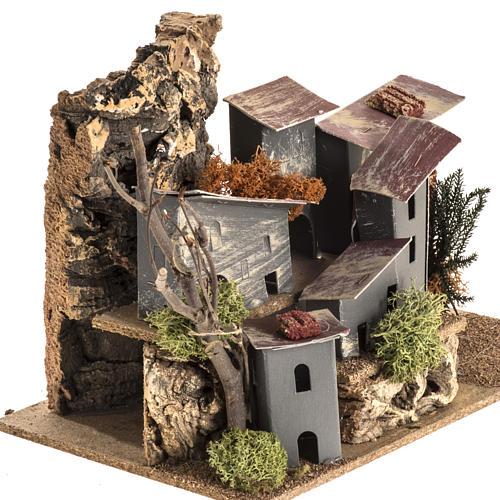 Nativity setting, village with cardboard houses 2