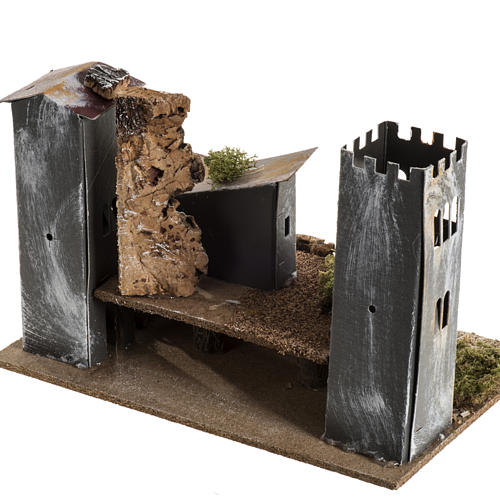 Borgo cartone con torre: ambiente presepe 5