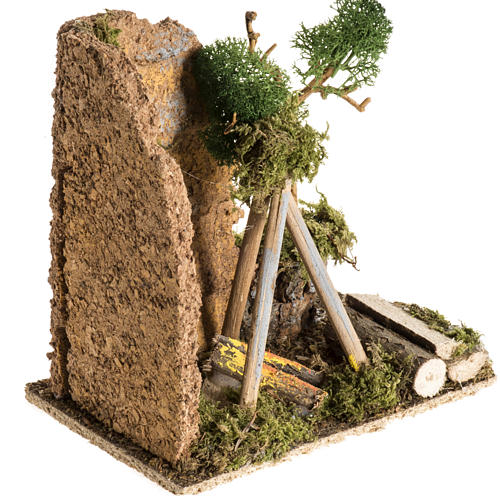Finto fuoco presepe con ambientazione 3