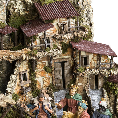 Nativity village, stable with fountain 80x110x70cm 6
