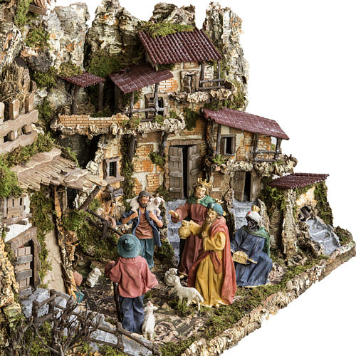 Nativity village, stable with fountain 80x110x70cm 9