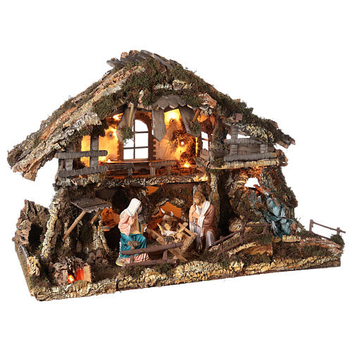 Nativity village, stable with waterfall and fire pit 78x110x66cm 5