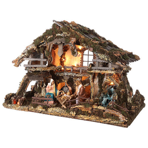 Nativity village, stable with waterfall and fire pit 78x110x66cm 3