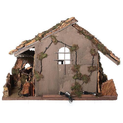 Nativity village, stable with waterfall and fire pit 78x110x66cm 8