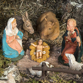 Cabanas e Grutas para Presépio: Aldeia iluminada presépio com cabana, cascatas e moinho