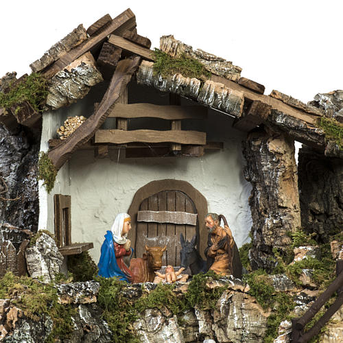 Nativity stable with windmill and waterfall 7