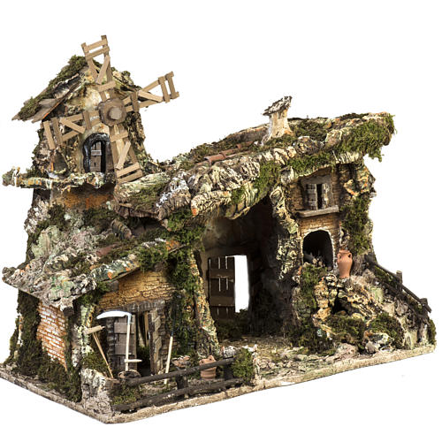Nativity stable with wind mill 58x50x38cm 6