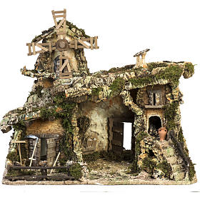 Stajenki i Groty do szopki: Stajnia do szopki z wiatrakiem 58x50x38 cm Stajenki i Groty do szopki: Stajnia do szopki z wiatrakiem 58x50x38 cm