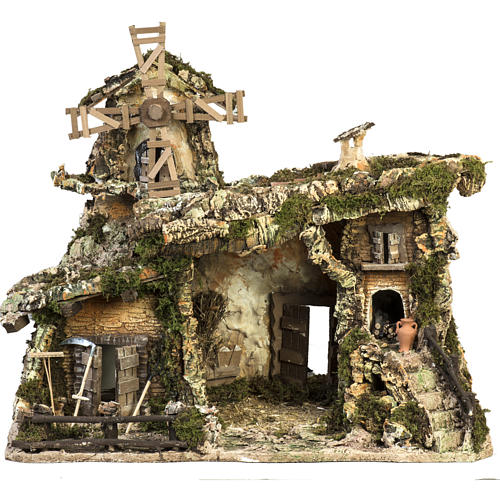 Stajnia do szopki z wiatrakiem 58x50x38 cm 1