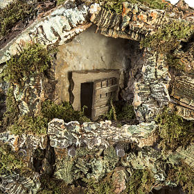 Stajenki i Groty do szopki: Osada do szopki ze stajenką i fontanną 58x48x38 cm Stajenki i Groty do szopki: Osada do szopki ze stajenką i fontanną 58x48x38 cm