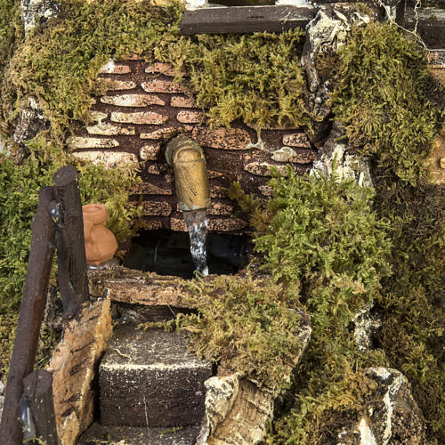 Nativity setting, village with fountain, stream and fence 2