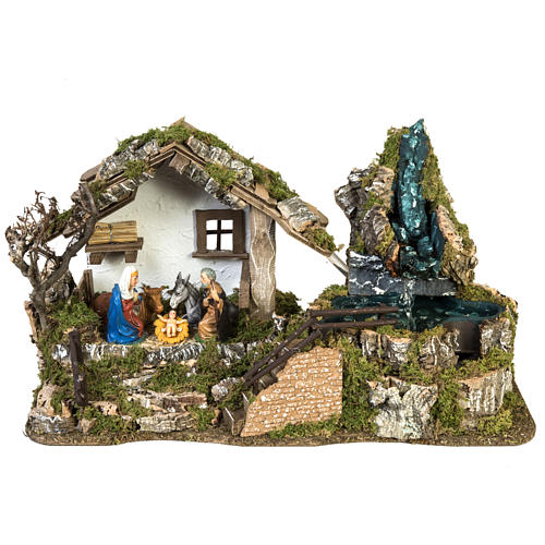 Nativity Scene stable refuge style 28x48x24 cm 1