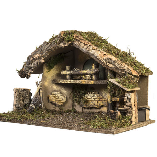 Nativity Scene stable with fountain and fireplace 30x50x24 cm 4