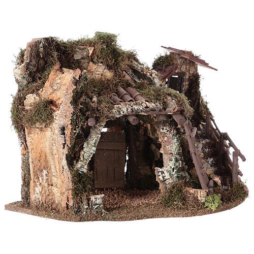 Nativity stable with fountain, house and ladder 40x58x38cm 5