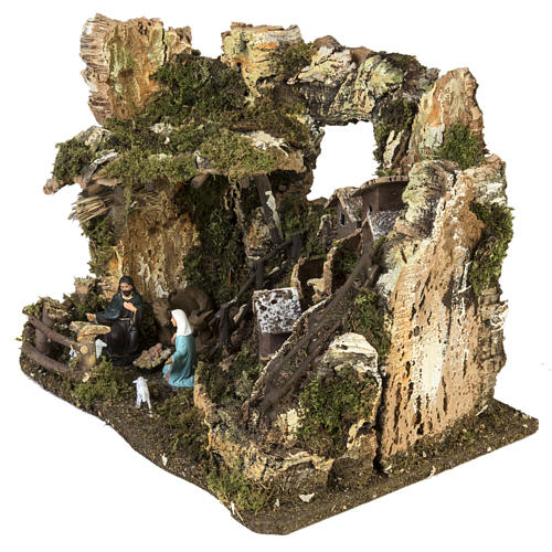 Bourg crèche Noel avec grotte 28x38x28 cm 4