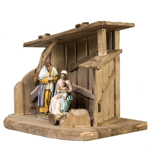 Nativity setting, wooden stable 28x38x28cm 2