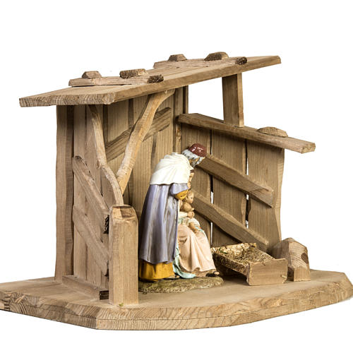 Nativity setting, wooden stable 28x38x28cm 3