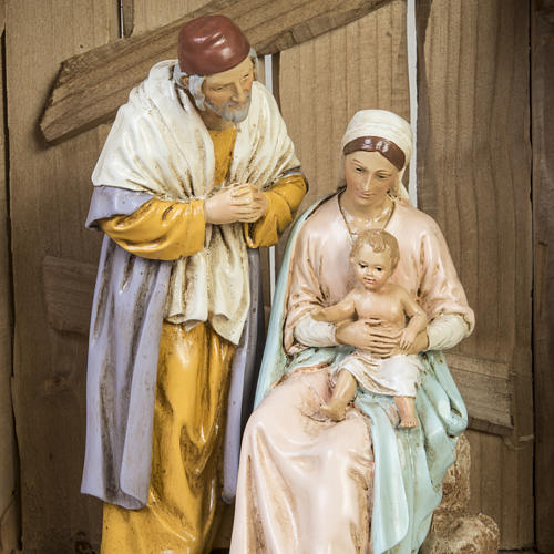 Nativity setting, wooden stable 28x38x28cm 6