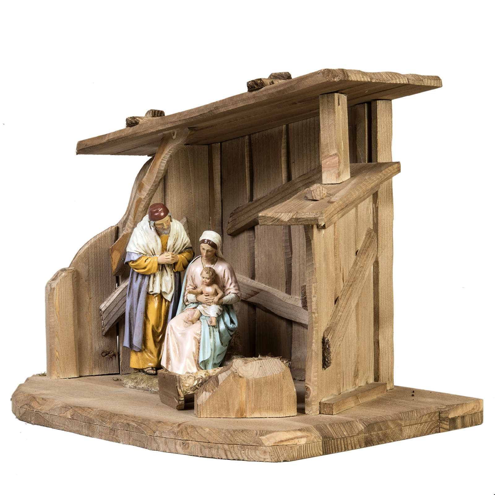 Étable crèche Noel bois 28x38x28 cm | vente en ligne sur HOLYART