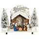 Nativity setting, stable with snow, pines and star 26x36x16cm s1