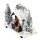 Nativity setting, stable with snow, pines and star 26x36x16cm s3