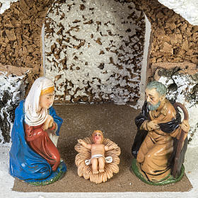 Capanna presepe innevata pini stella 26x36x16 cm