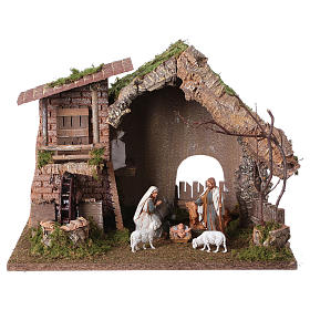 Cabanas e Grutas para Presépio: Cabana presépio com moinho de água 28x38x28 cm